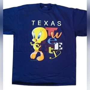 Vtg 1993 Looney Tunes Tweety Big Print Texas Tourist T-Shirt Size (XL)